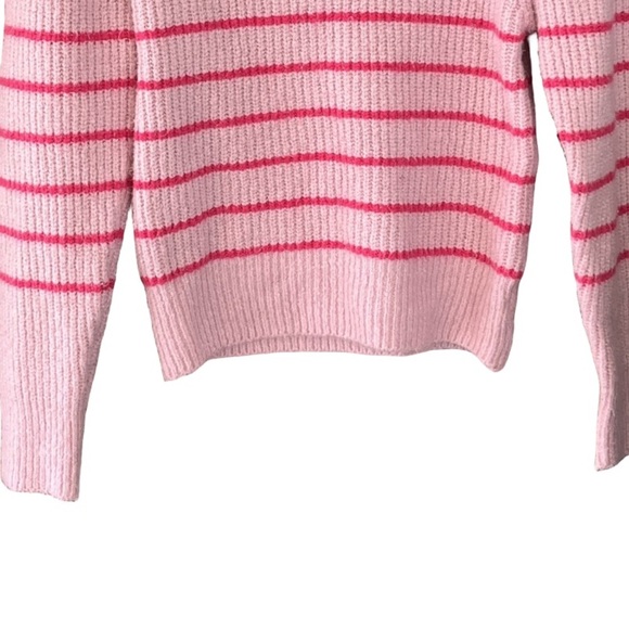 RD Style Ribbed Half-Zip Sweater Striped Pullover Knit Pink S cozy winter chic - Picture 3 of 12